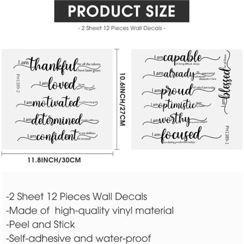 Motivational Wall Stickers Inspirational Quote Vinyl Decals Positive Home Office